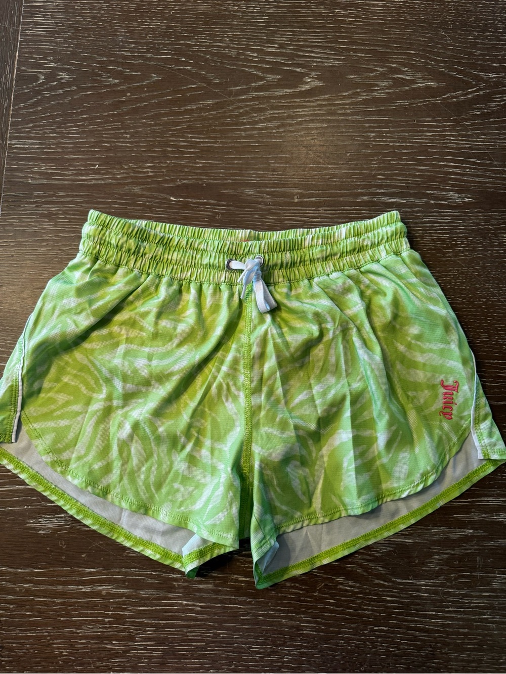 Juicy Couture Neon Lime Zebra-Print Athletic Shorts